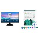 Philips 243V7QDAB Monitor 24" LED IPS FHD, 4 ms, 3 Side Frameless, Low Blue, Flicker + Microsoft 365 Family | Codice di attivazione via email