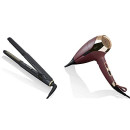 ghd Mini Styler - Piastra per capelli con lamelle sottili (Nera) & Helios Asciugacapelli - Asciugacapelli professionale (Bordeaux)