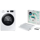 Samsung Elettrodomestici DV90TA240AE/ET Asciugatrice Crystal EcoDry, Front Load, 9 kg, Bianco & Wpro SKS101 Kit di accatastamento per lavatrici e asciugatrici