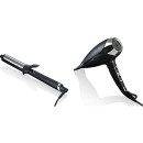 ghd Curve Classic Curl Tong - Arricciacapelli professionale (Nero) & Helios Asciugacapelli - Asciugacapelli professionale (Nero)