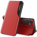 QIWEIQING Samsung Galaxy A14 5G Custodia Bookstyle Specchio Design Clear View Stand Full Body Protettiva Bumper Flip Folio Copertura Compatibile con Samsung Galaxy A14 5G. Red QH3