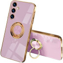 UPLAI Elegante Cover per Samsung Galaxy A14 5G, Ultra Sottile Premio TPU Antiurto Custodia Insieme a Anello Cavalletto, Moda Progettazione Galvanica Caso.Porpora