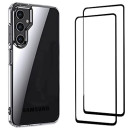 QINOUK Custodia per Samsung Galaxy A14 5G, [Protezione Airbag] Custodia Trasparente, Custodia in TPU Morbido e PC Rigido con [2-Pack] Pellicola Protettiva-Trasparente