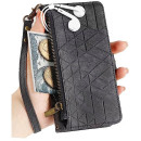 Rnrieyta Miagon Cerniera Portafoglio Custodia per Samsung Galaxy A14 4G,Magnetica Geometria Cover Protettiva Libro con Porta Carte Flip Caso con Cinturino da Polso