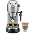 De'Longhi Dedica EC685.M Macchina da Caffè Espresso Manuale e Cappuccino, Caffè Polvere o Cialde E.S.E., Spegnimento Automatico, Serbatoio Estraibile 1L, Scaldatazze, Argento