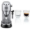 De'Longhi Dedica EC685.M Macchina da Caffè Espresso Manuale e Cappuccino + 2 bicchieri espresso, Caffè in Polvere o in Cialde E.S.E., 15 bar, 1350 W, Argento